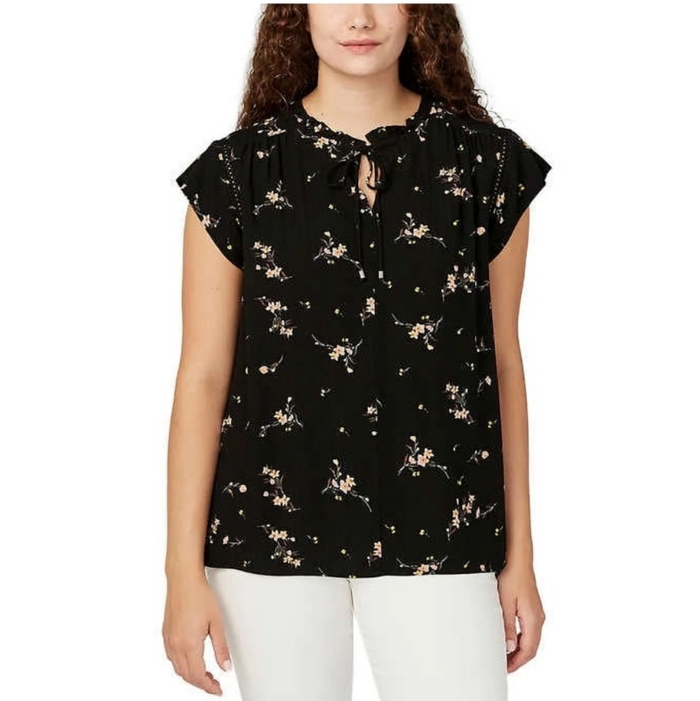 Buffalo David Bitton Black Floral Blouse